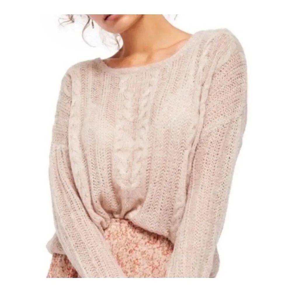 Free People Ladies Size Medium Frappucino Combo Long Sleeve Cable Knit Sweater